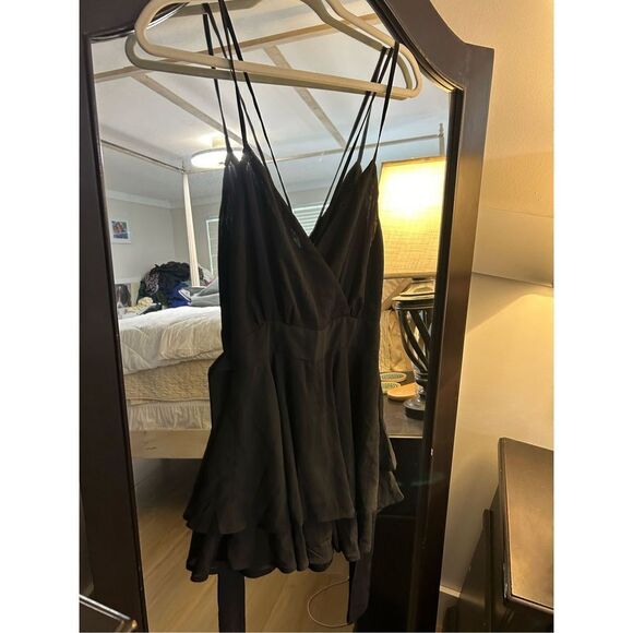 NEW Spaghetti Strap Romper V Neck Backless Ruffle Chiffon S - Picture 4 of 5